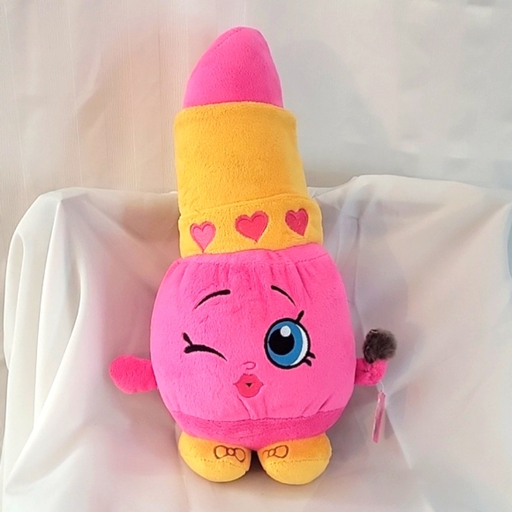 Shopkins Pink Plush 15" Lippy UPS Lipstick Stuffed Toy, 2013, NWT